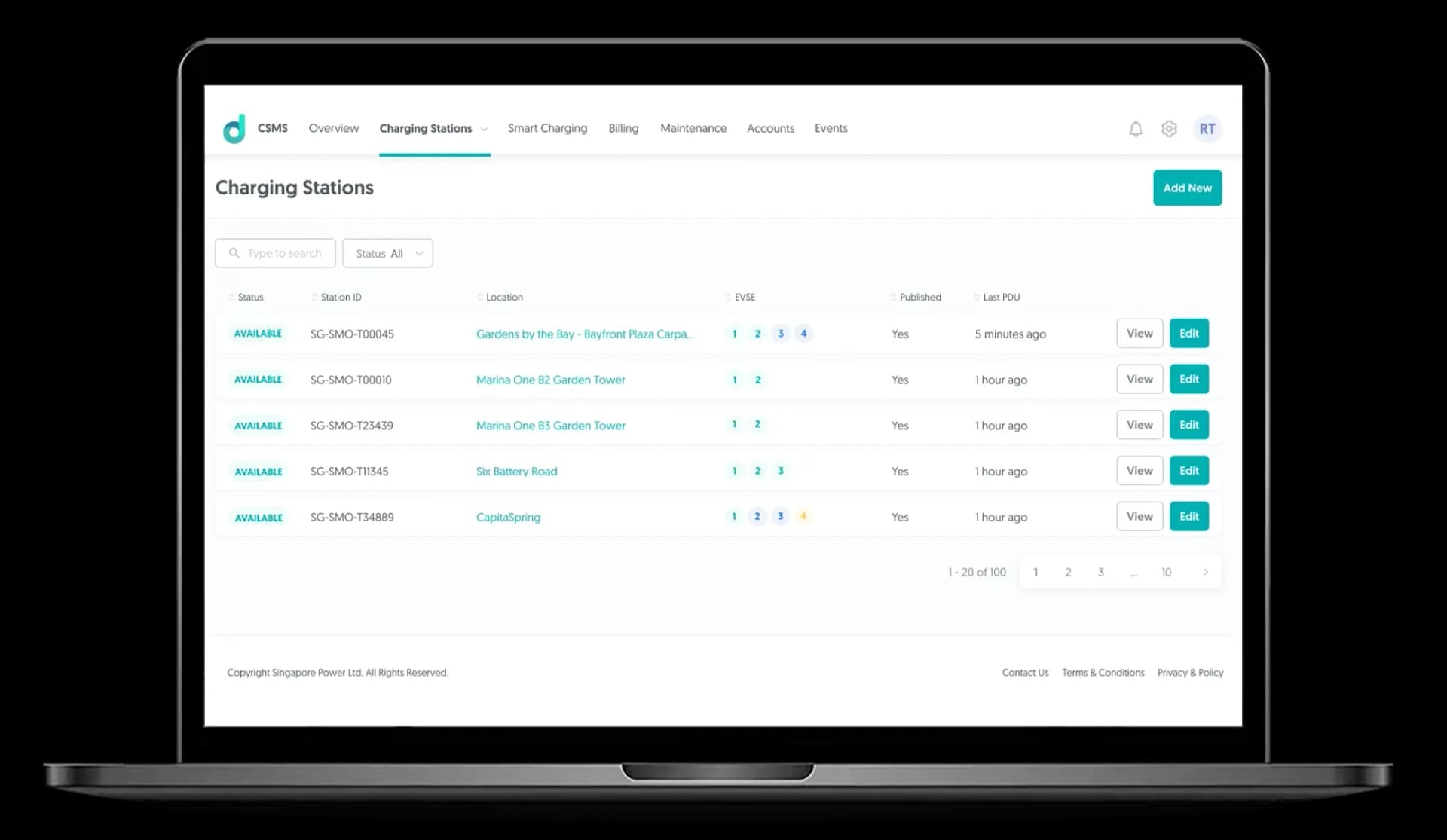 charging station dashboards
