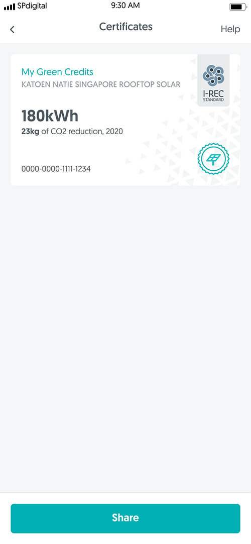 My Green Credits certificate